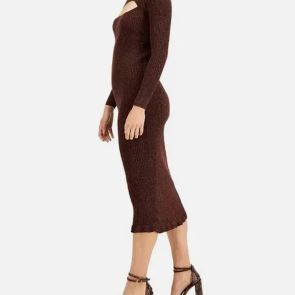 NWOT LUCY PARIS Carolyn Brown Glitter Fall Dress Small - Picture 4 of 5